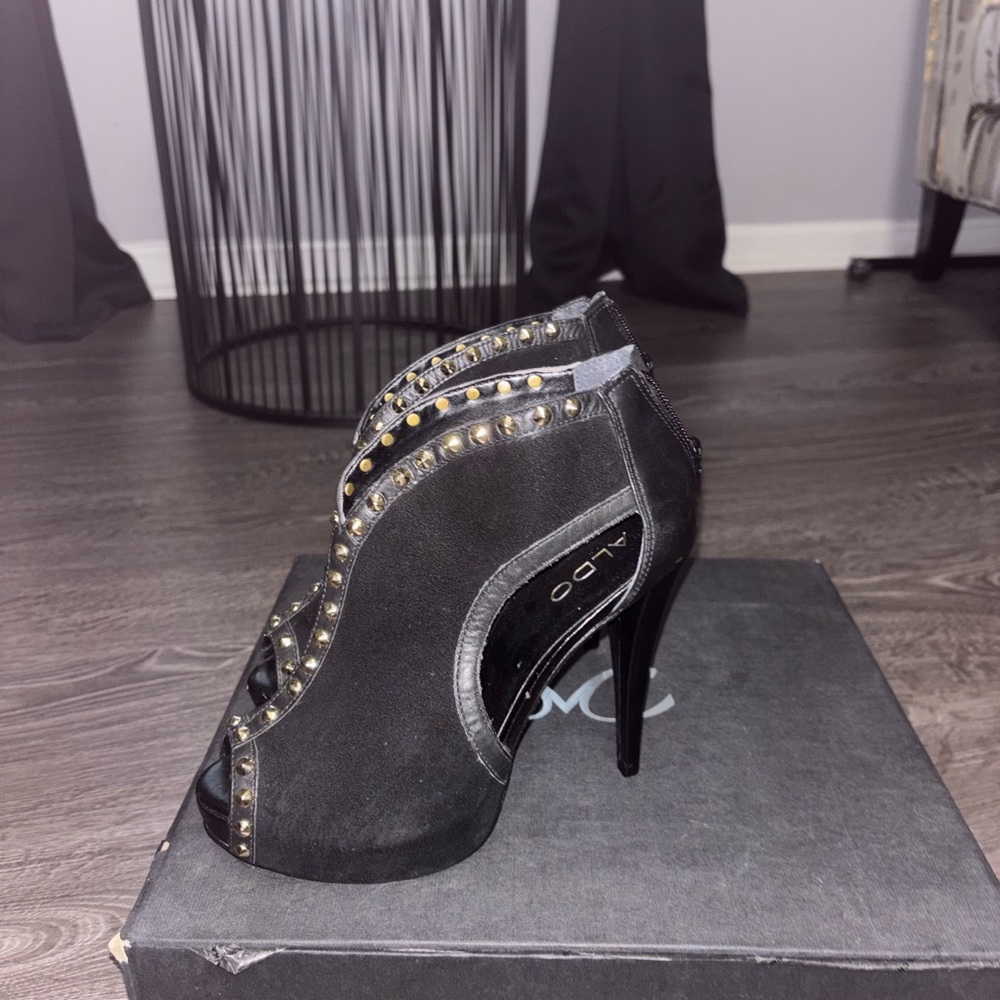 Aldo Black suede booties Shoes with Gold studded
